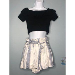 Kimichi blue off shoulder crop top black large